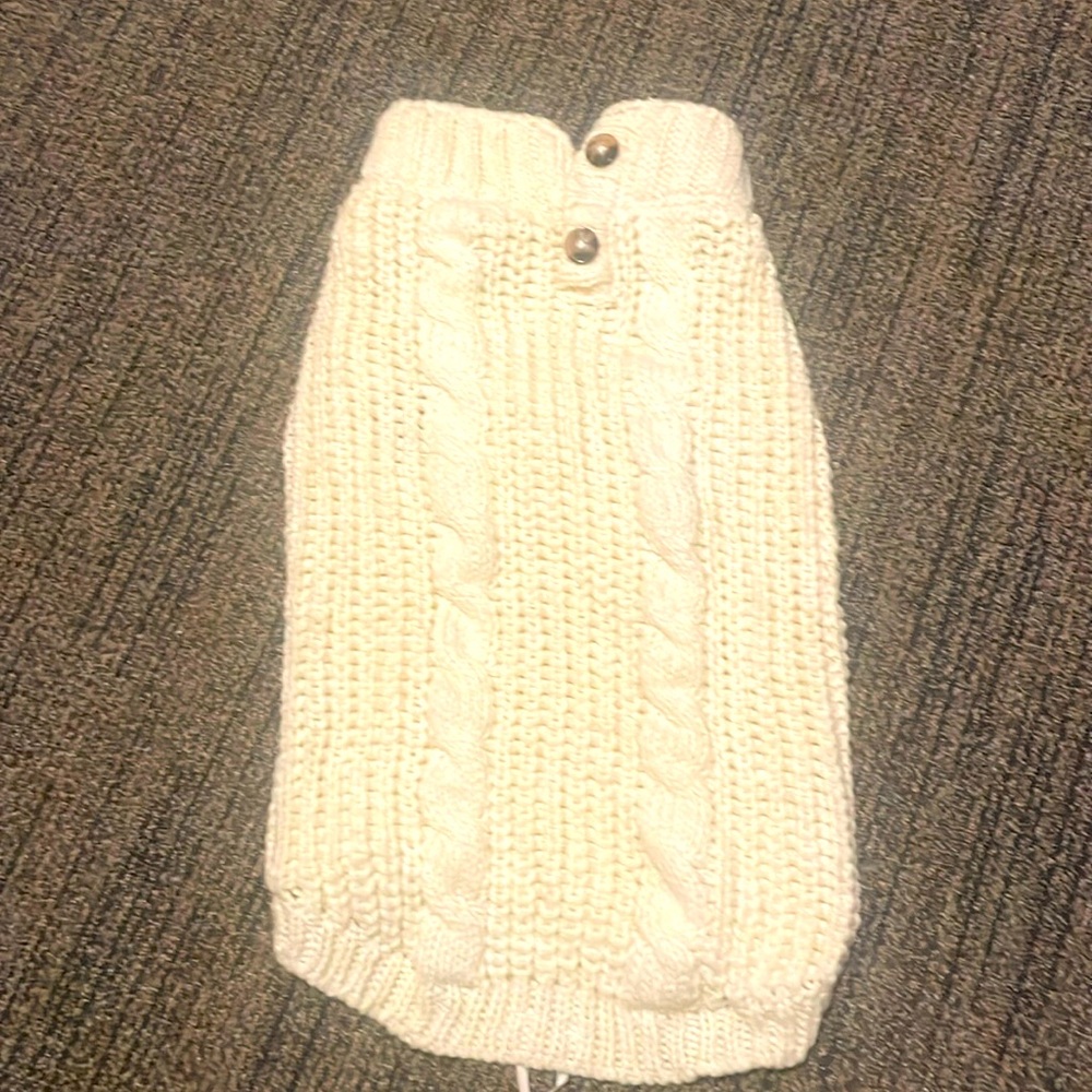 Dog sweater cream white size large brand top paw